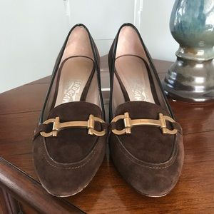 Salvatore Ferragamo brown suede shoes sz 7.5